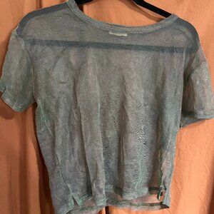 Silence + Noise Iridescent Mesh Crop Tshirt